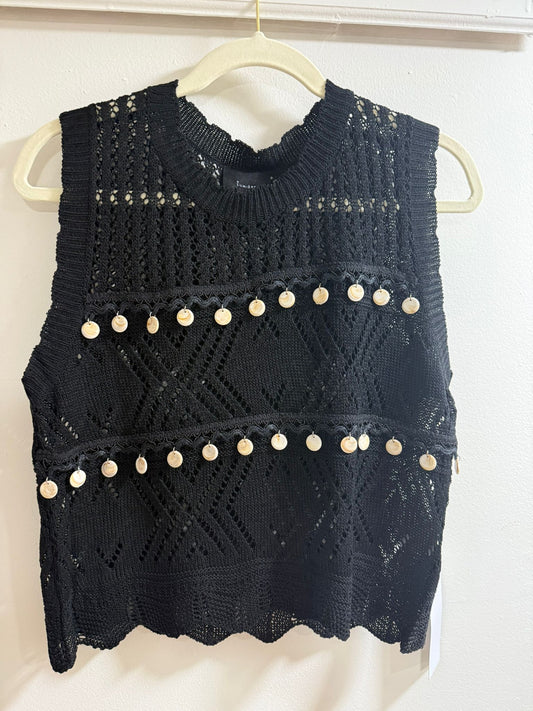 Black Crochet Sleeveless Blouse