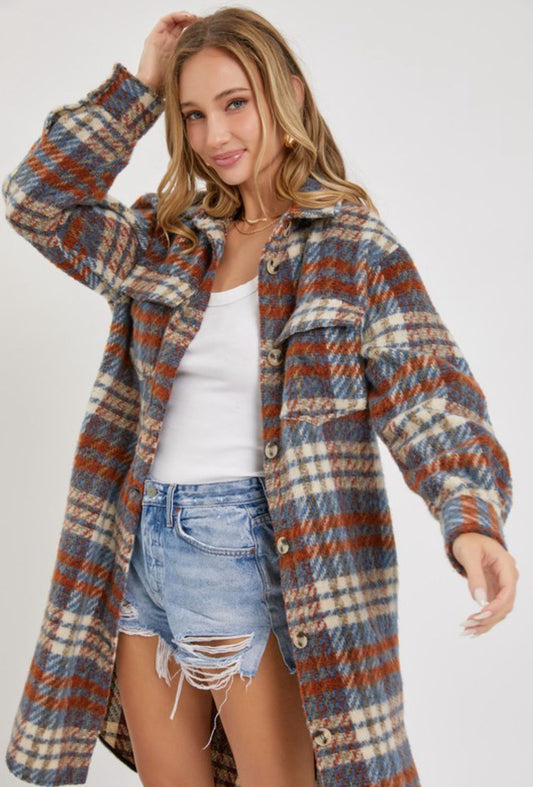 Button Down Long Plains Coat