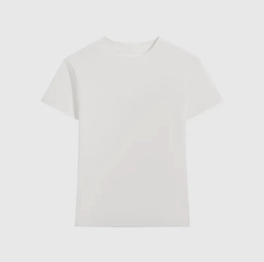 Essential Basic Plain Fitted Cotton Blend Crewneck Tee