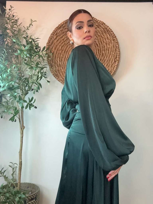 Elegant Satin Wrap Dress