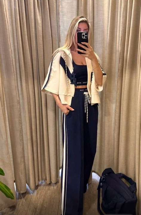 Navy Luxe Sporty-Chic Three-Piece Set