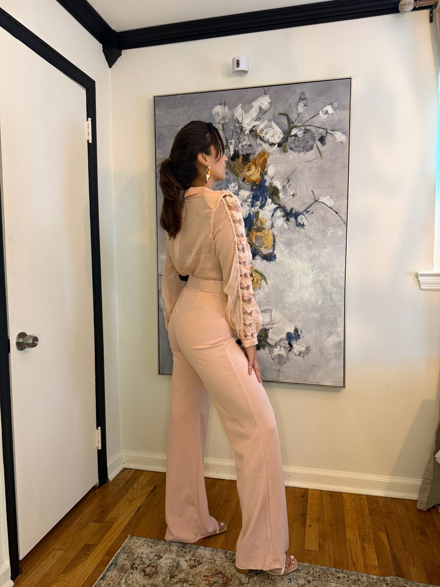 Blush Pink Lace Detail Jumpsuit