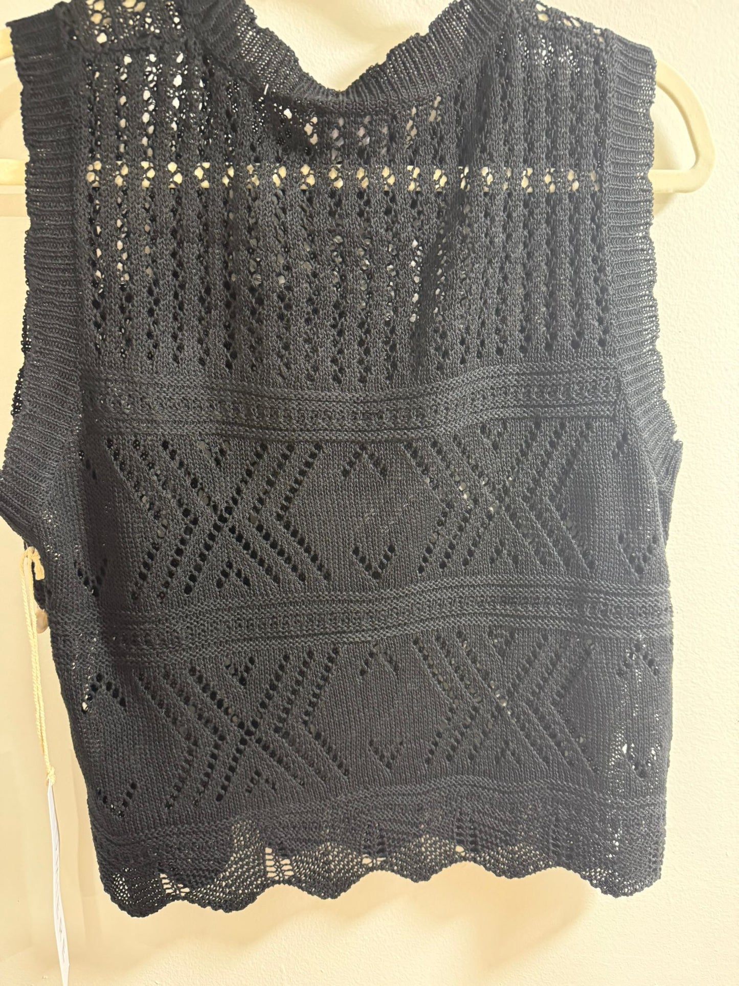 Black Crochet Sleeveless Blouse