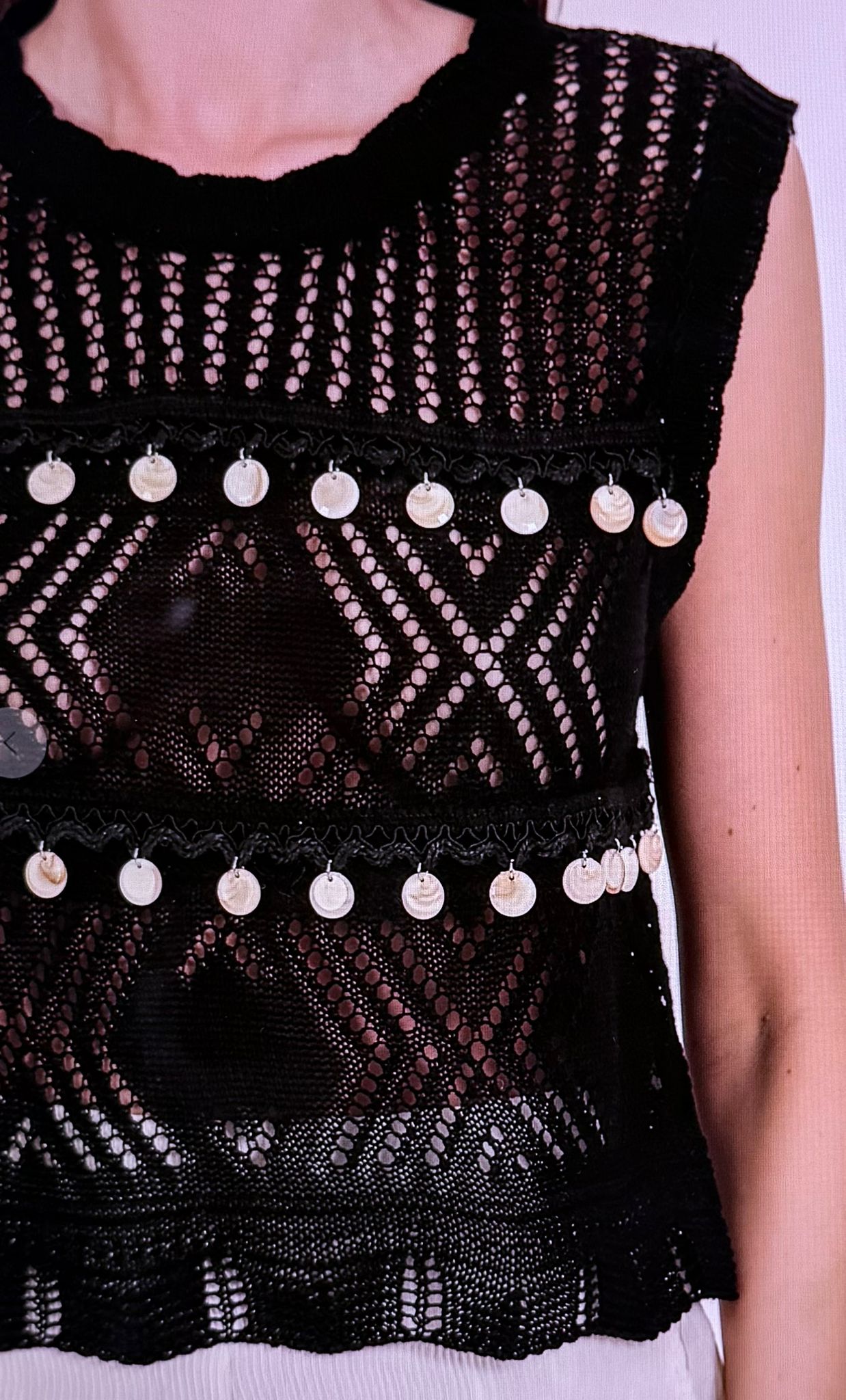 Black Crochet Sleeveless Blouse
