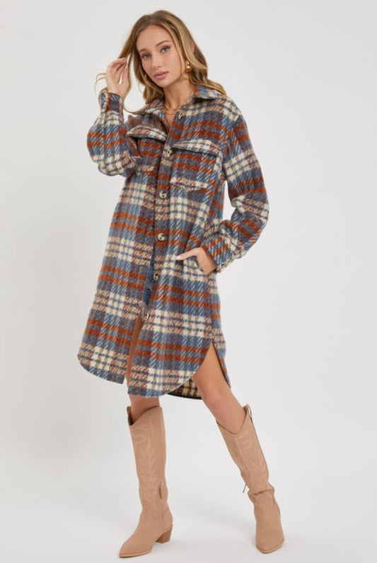 Button Down Long Plains Coat