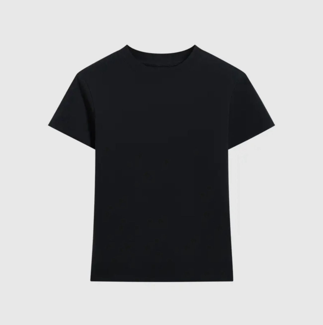 Essential Basic Plain Fitted Cotton Blend Crewneck Tee