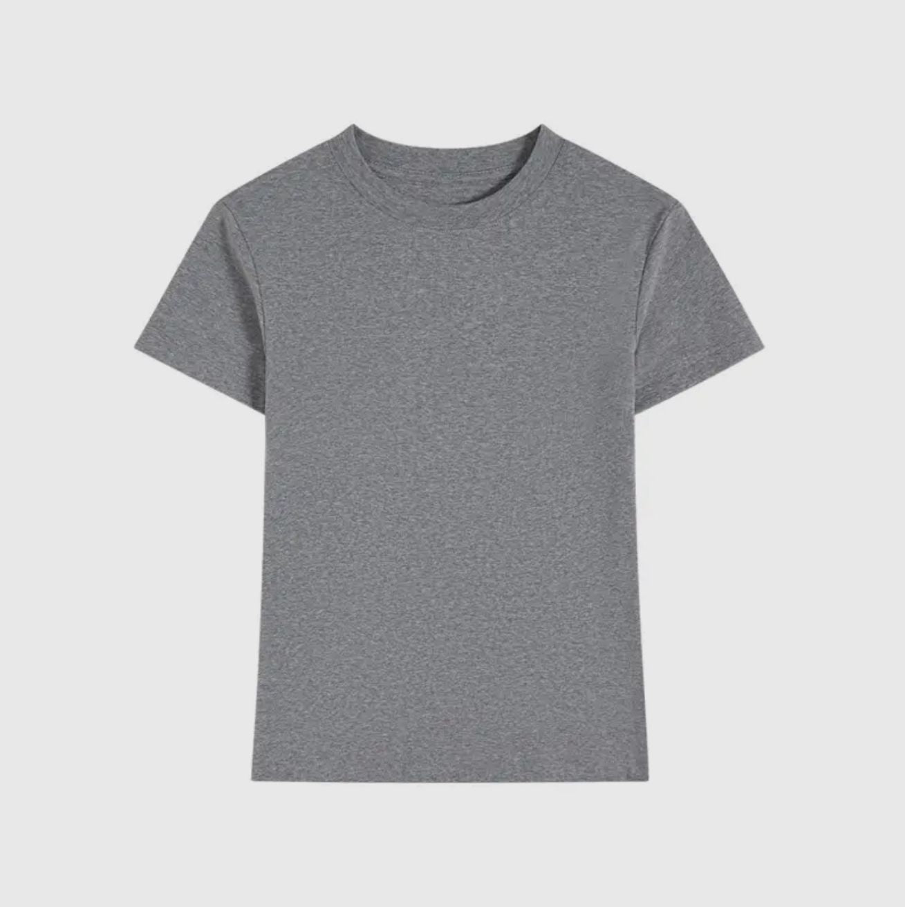 Essential Basic Plain Fitted Cotton Blend Crewneck Tee