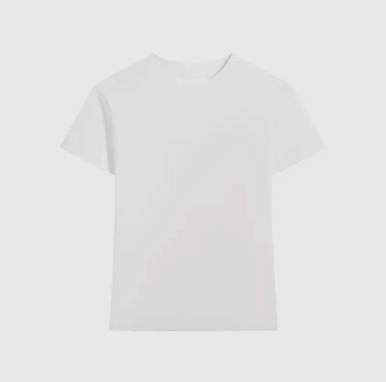 Essential Basic Plain Fitted Cotton Blend Crewneck Tee