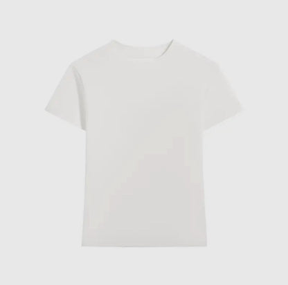 Essential Basic Plain Fitted Cotton Blend Crewneck Tee