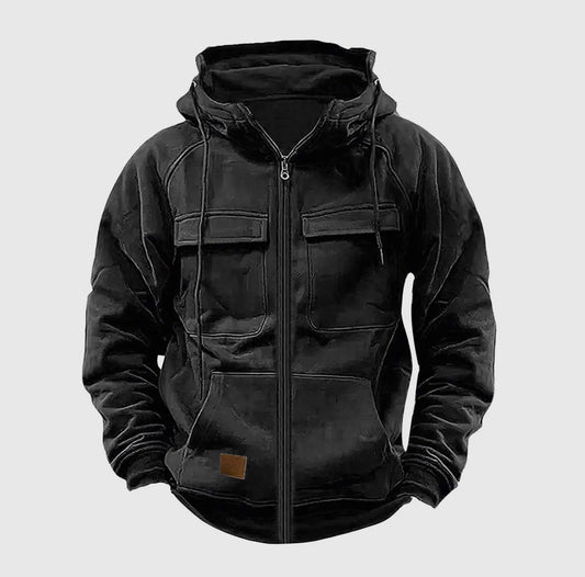 Men's Casual Solid Color Hooded Sweatshirt Jacket | Royal-Blue