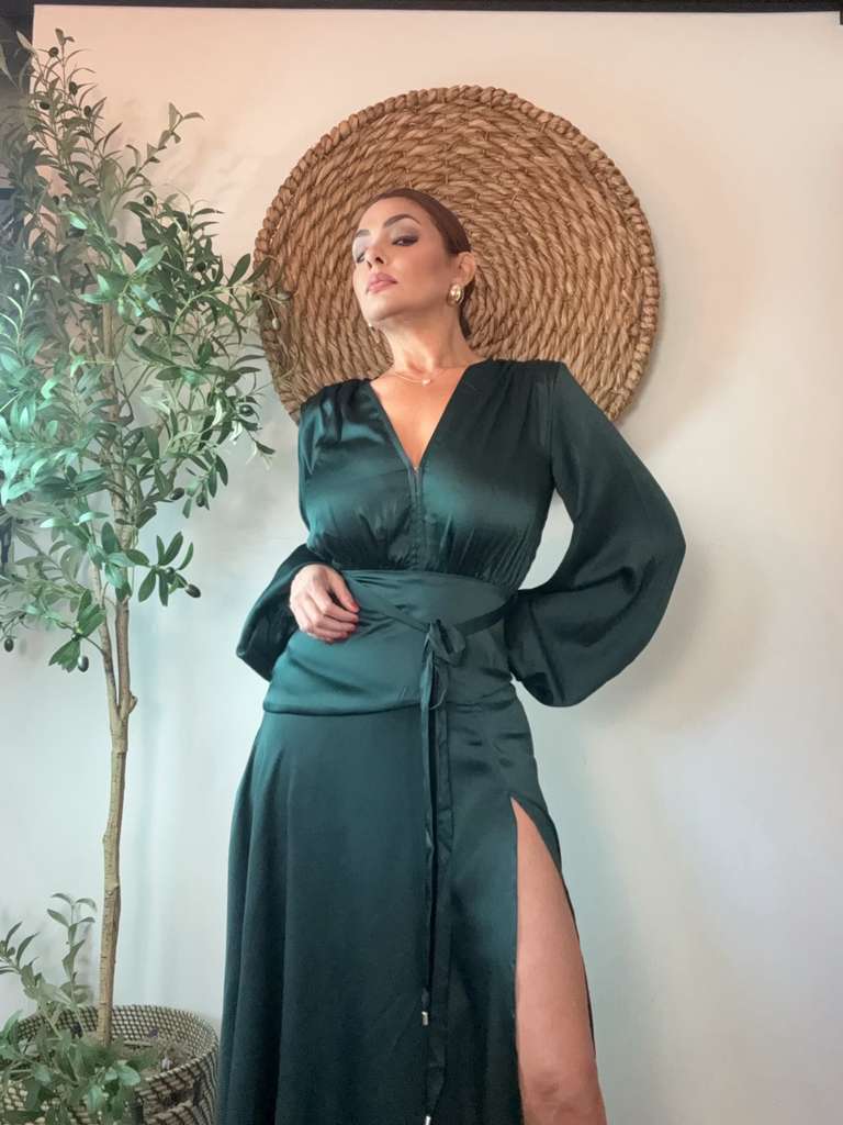 Elegant Satin Wrap Dress