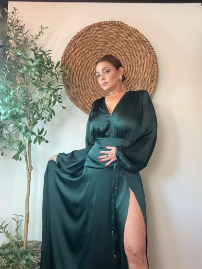 Elegant Satin Wrap Dress