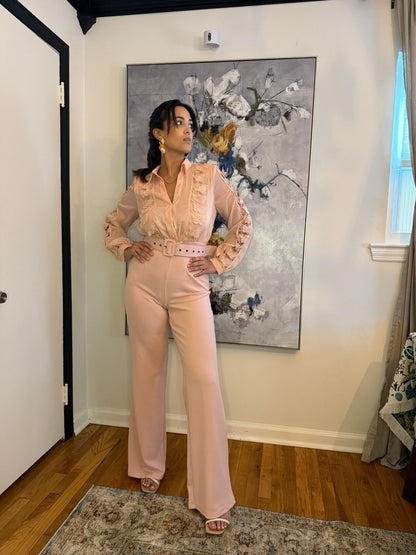 Blush Pink Lace Detail Jumpsuit