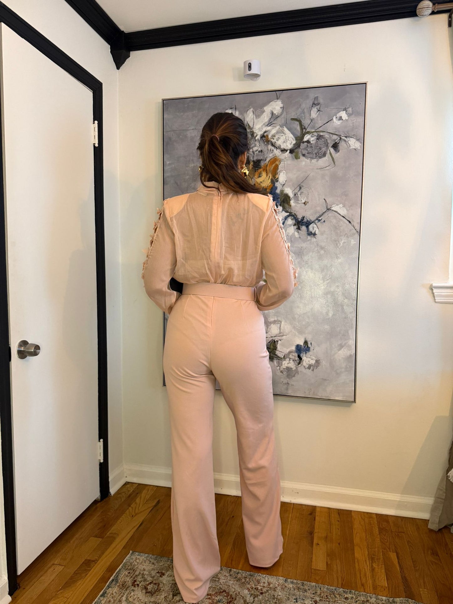 Blush Pink Lace Detail Jumpsuit