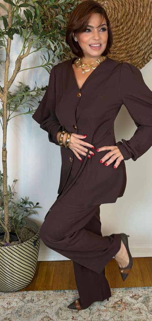 Lantern Sleeve Blazer Commuter Suit Set