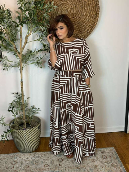 Printed Loose Fit Top and Skirt Set