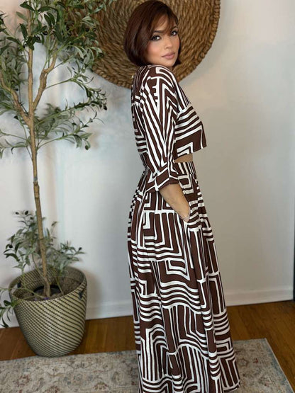 Printed Loose Fit Top and Skirt Set