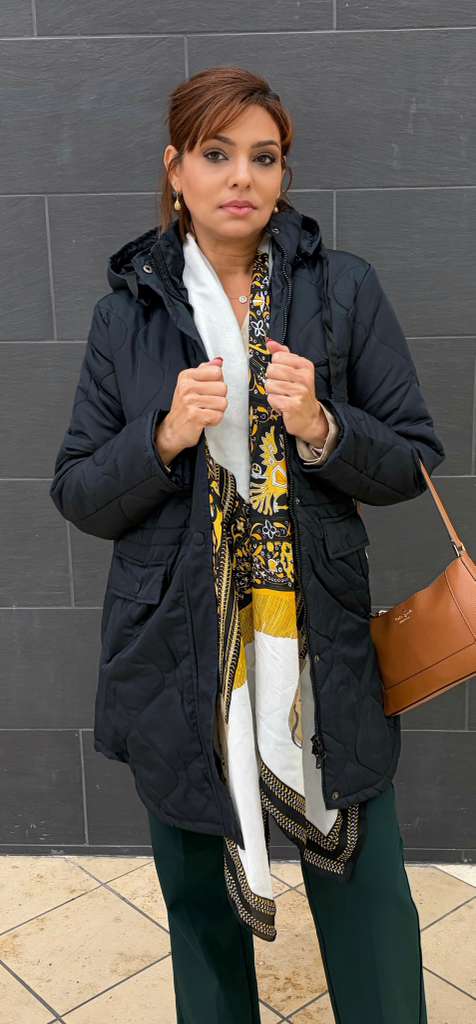 Junior Long Quilted Poly Hooded Coat