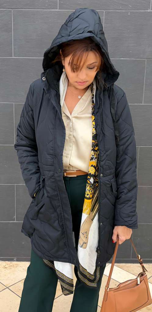 Junior Long Quilted Poly Hooded Coat